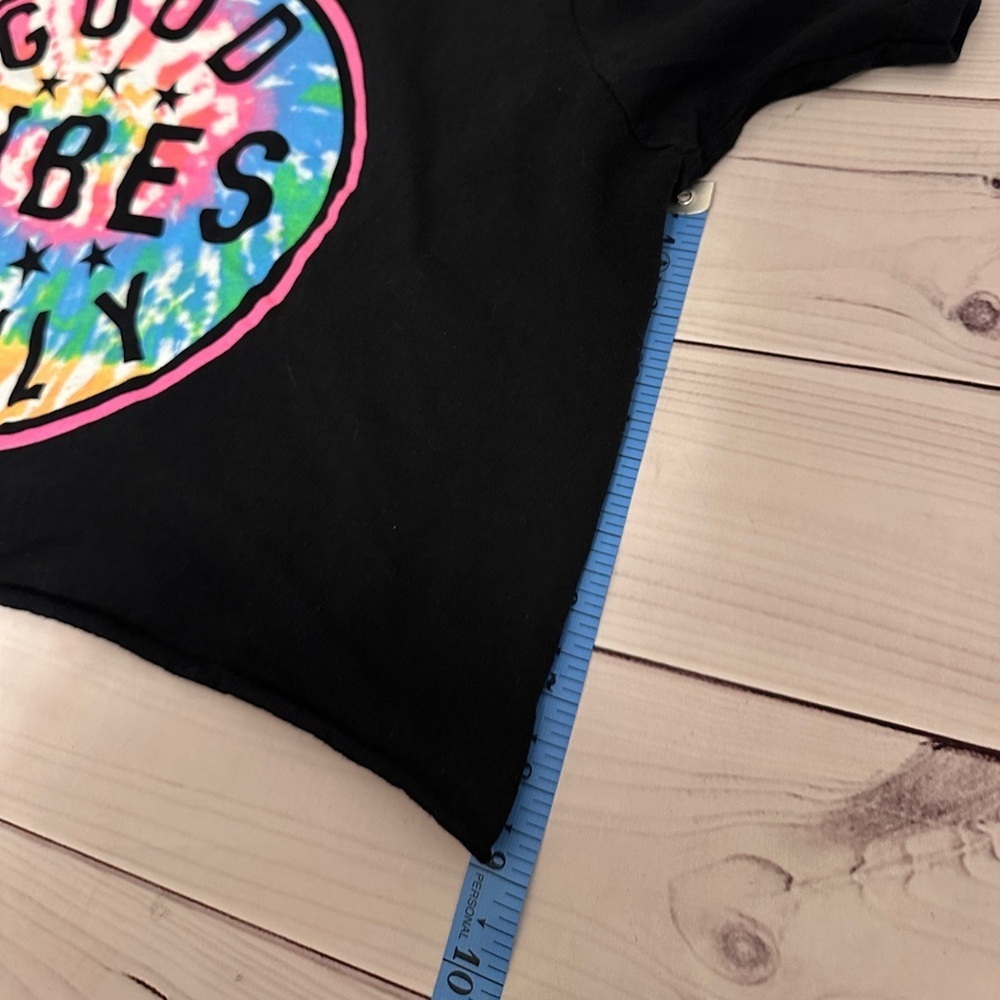 Good Vibes Only Black Tie-Dye Cropped T-Shirt XL, Vibrant Colors,Casual Tee - Picture 6 of 6